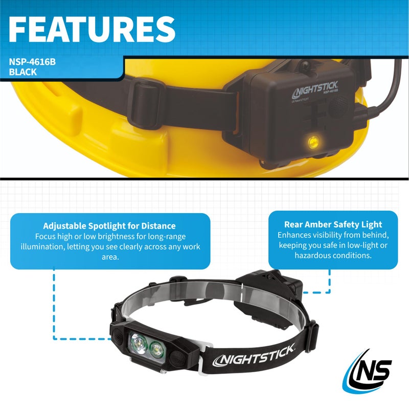 Nightstick NSP-4616B Low-Profile Dual-Lightâ„¢ Headlamp, Black - Image 3